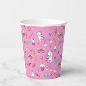 ユニコーンファンクラブパターンピンク 紙コップ (裏面)