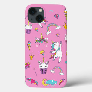 ユニコーンファンクラブパターンピンク iPhone 13ケース