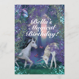 ユニコーンファンタジーウッドランド誕生日パーティー 招待状