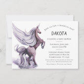 ユニコーンファンタジー |魔法の紫の水色シャワー 招待状 (正面)