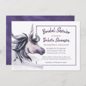 ユニコーンファンタジー |魔法の紫の水色シャワー 招待状 (正面/裏面)