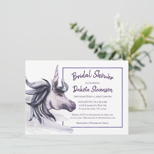 ユニコーンファンタジー |魔法の紫の水色シャワー 招待状 (スタンド正面)