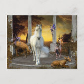 ユニコーンフェアリーファンタジー鹿の風景 ポストカード (正面)