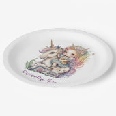 ユニコーンフェアリープリンセスレインボーカラーパーソナライズ ペーパープレート (アングル)