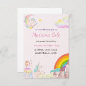 ユニコーンフェアリーベイビーガールベビーシャワー招待状 招待状 (正面/裏面)