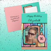 ユニコーンフェイクの色の木の写真を追加16歳の誕生日 カード