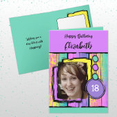 ユニコーンフェイクの色の木の写真を追加18歳の誕生日 カード