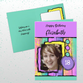 ユニコーンフェイクの色の木の写真を追加18歳の誕生日 カード