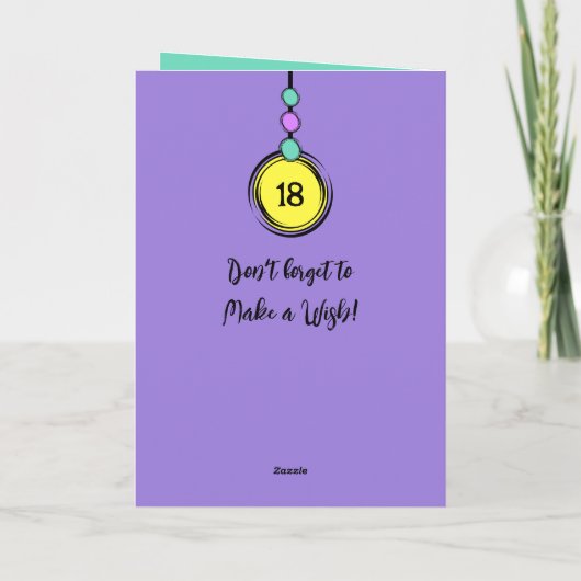 ユニコーンフェイクの色の木の写真を追加18歳の誕生日 カード (裏面)