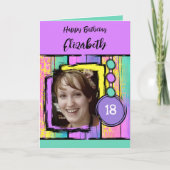 ユニコーンフェイクの色の木の写真を追加18歳の誕生日 カード (正面)