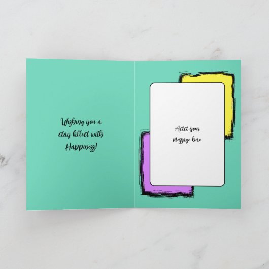 ユニコーンフェイクの色の木の写真を追加18歳の誕生日 カード (内部)