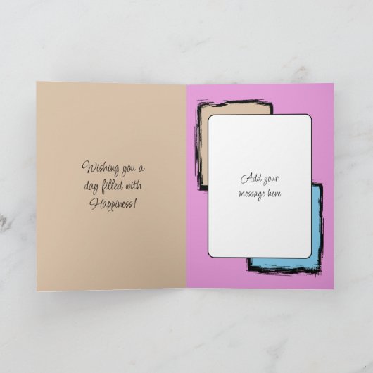 ユニコーンフェイクの色の木の写真を追加40歳の誕生日 カード (内部)