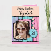 ユニコーンフェイクの色の木材を追加の写真21の誕生日 カード (正面)