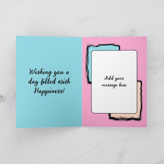 ユニコーンフェイクの色の木材を追加の写真21の誕生日 カード (内部)