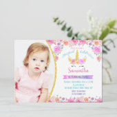 ユニコーンフォト誕生日招待状 招待状 (スタンド正面)