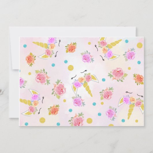 ユニコーンフォト誕生日招待状 招待状 (裏面)