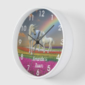 ユニコーンフォールとマザーパーソナライズされたレインボー 壁時計 (傾斜)