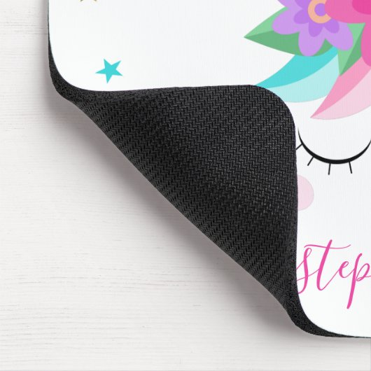 ユニコーンフラワーズ金ゴールドパーソナライズされたグリッター マウスパッド (コーナー)