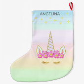 ユニコーンフラワーズ&スターズラージクリスマスストッキング ラージクリスマスストッキング (裏面)