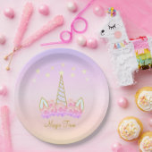 ユニコーンフラワーズ&スターズ魔法 ペーパープレート (パーティー)