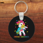 ユニコーンフロッシングパズルピース自閉症意識ギル キーホルダー (正面)