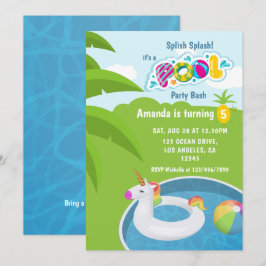 ユニコーンフローティプールバースデーパーティー 招待状