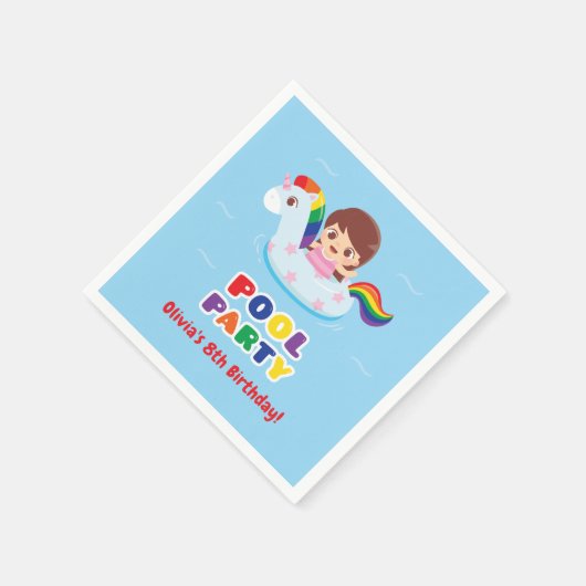 ユニコーンフロートの少女子供の誕生日パーティー用品 スタンダードカクテルナプキン (角)