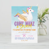 ユニコーンフロートプールサマー誕生日 招待状 (スタンド正面)