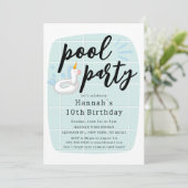 ユニコーンフロートプールパーティー子供の誕生日 招待状 (スタンド正面)