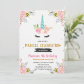 ユニコーンフローラの誕生日の招待 招待状 (スタンド正面)