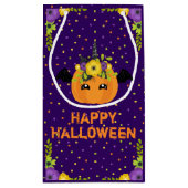 ユニコーンフローラカボチャハッピーハローウィンパープルスモール スモールペーパーバッグ (裏面)