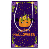 ユニコーンフローラカボチャハッピーハローウィンパープルスモール スモールペーパーバッグ (正面)