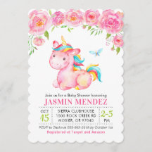 ユニコーンフローラピンクガール赤ちゃんシャワー散水