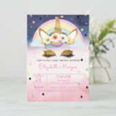 ユニコーンフローラレインボーグラデーションベビーシャワー 招待状 (スタンド正面)
