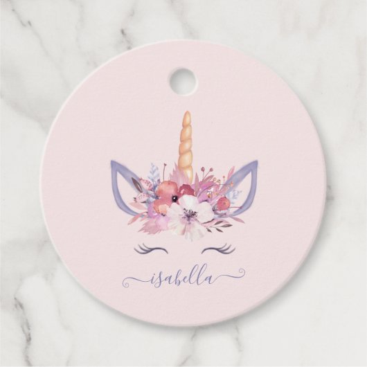 ユニコーンフローラ水彩誕生日 フェイバータグ (正面)