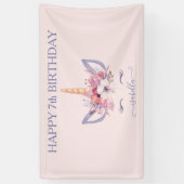 ユニコーンフローラ水彩誕生日 横断幕 (縦)