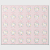 ユニコーンフローラ赤面ピンクパーソナライズされた誕生日 ラッピングペーパー (フラット)