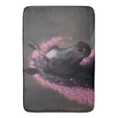 ユニコーンブラックとピンクの妖精ファンタジー バスマット (正面縦)