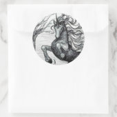 ユニコーンブラックユニコーンブラック&ホワイトスケッチ ラウンドシール (バッグ)
