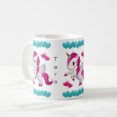 ユニコーンブルーハートマグ コーヒーマグカップ (正面左)