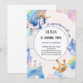 ユニコーンブルーパステル誕生日の招待状 招待状 (正面/裏面)