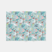 ユニコーンブルーレインボーガールズオールオーバープリント フリースブランケット (正面(横))