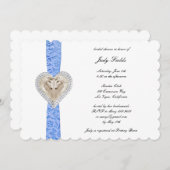 ユニコーンブルーレースブライダルシャワー招待 招待状 (正面/裏面)