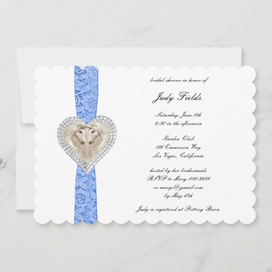 ユニコーンブルーレースブライダルシャワー招待 招待状 (正面)