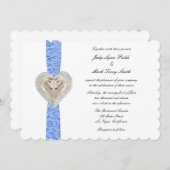 ユニコーンブルーレース結婚式招待状 招待状 (正面/裏面)