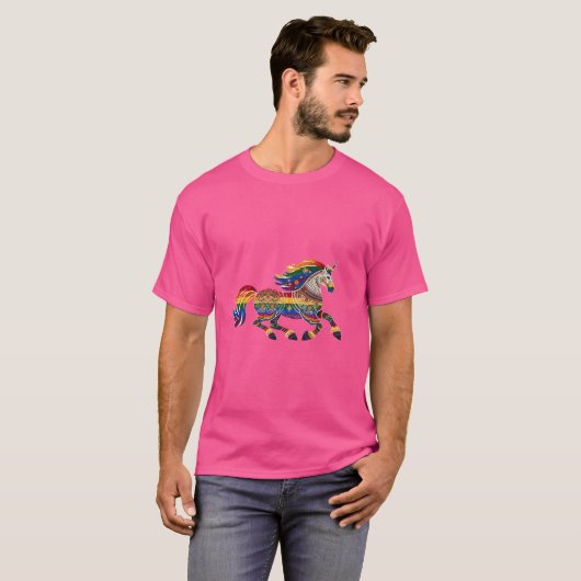 ユニコーンプリンスフォークユニセックスプリントTシャツ Tシャツ (正面フル)