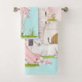 ユニコーンプリンセスキャッスルピンクブルー バスタオルセット
