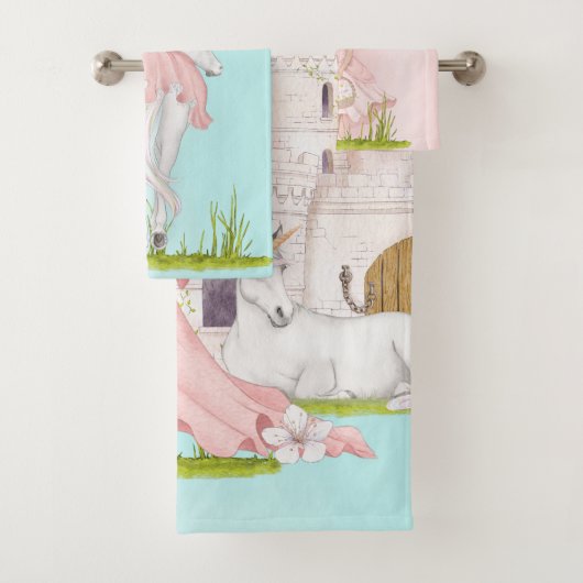 ユニコーンプリンセスキャッスルピンクブルー バスタオルセット (インサイチュ)