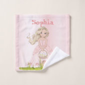 ユニコーンプリンセスキャッスルピンクブルー バスタオルセット (ウォッシュタオル)