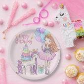 ユニコーンプリンセスクールガール誕生日 ペーパープレート (パーティー)